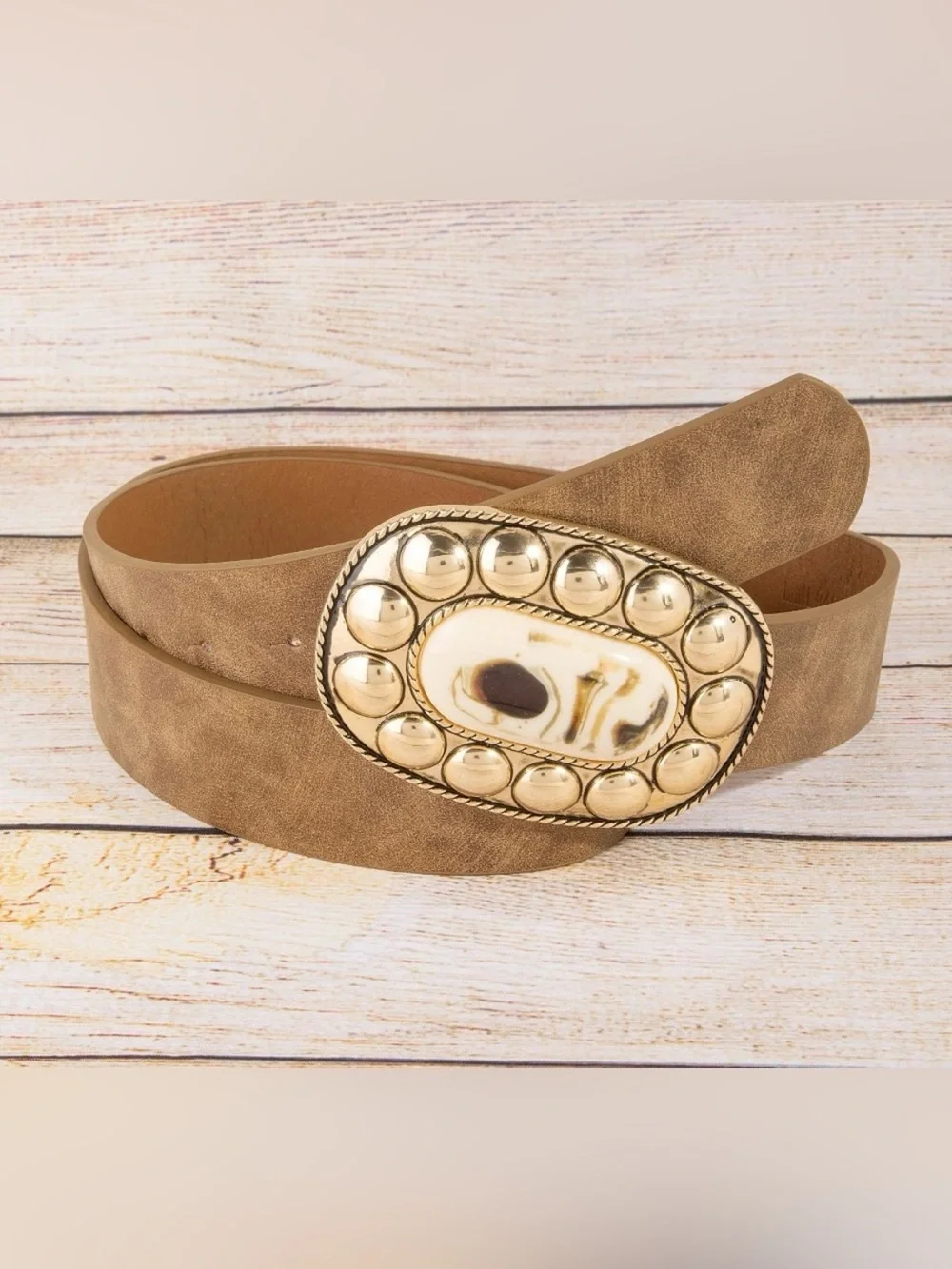 Brown Suede Belt with Beautiful Gold Western Buckle